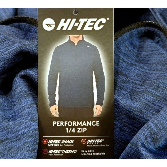 Hi-Tec Other - HI-TEC Men's M 1/4 Zip Performance Pullover UPF 50+ Thermo Easy Care Navy NWT